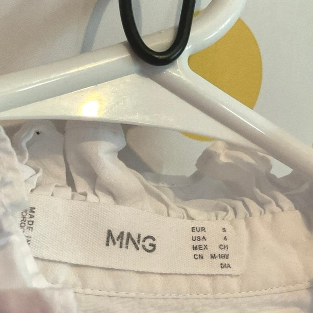 Mng Size 4 White Ruffle Blouse Button Front - image 2